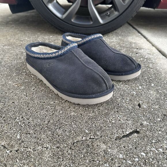 Ugg Tasman Classic Suede Sheepskin Slippers Mens 13 Navy Blue 5950 Slip Ons - Picture 1 of 16